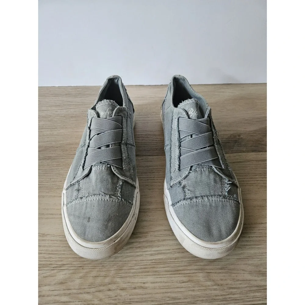 Blowfish Malibu Gray Laceless Canvas Shoes Fits Sz 9 Frayed Edge Marley Sneaker